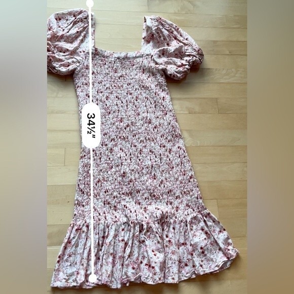 Anthropologie Another Love Smocked Floral Mini Dress in Pink Combo S NWOT - Picture 7 of 13